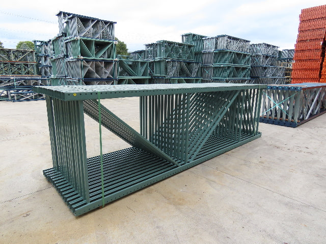 Interlake 14' x 48" Teardrop Pallet Racking Upright 3x3" Leg 23900Lb Green