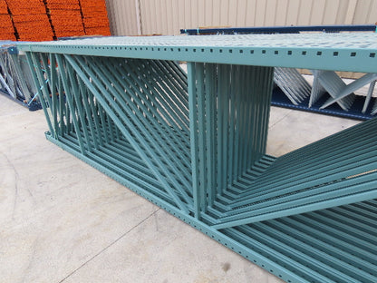 Interlake 14' x 48" Teardrop Pallet Racking Upright 3x3" Leg 23900Lb Green