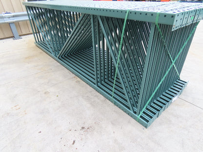 Interlake 14' x 48" Teardrop Pallet Racking Upright 3x3" Leg 23900Lb Green