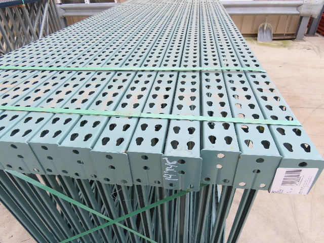 Interlake 14' x 48" Teardrop Pallet Racking Upright 3x3" Leg 23900Lb Green