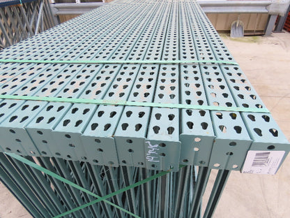 Interlake 14' x 48" Teardrop Pallet Racking Upright 3x3" Leg 23900Lb Green