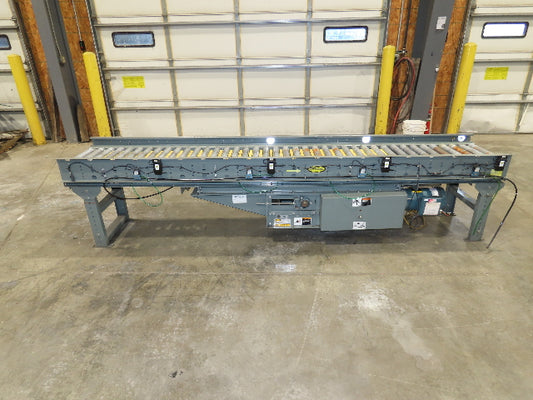 Hytrol 18"x 10' EZLogic Accumulation Roller Conveyor 15"BF Belt Drive 460V 57FPM
