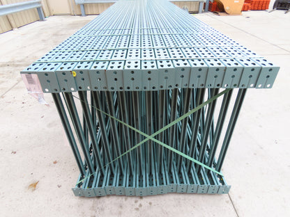 Interlake 20' x 42" Teardrop Pallet Racking Upright 3x3" Leg 23900Lb Green
