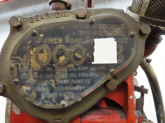 Chicago Pneumatic 1/2 Ton 1000Lb Power Vane Air Chain Hoist 10' 3" Lift Pendant