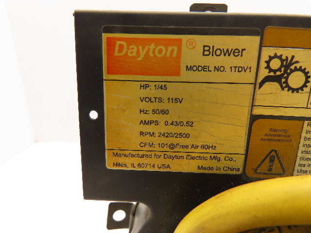 Dayton 1TDV1 Direct Drive Blower Motor 4-1/2" Fan Wheel 1/45HP 2500 RPM 115V