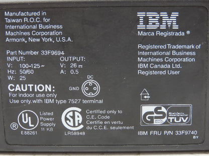 IBM 33F9694 Terminal Power Supply In 100-125V Out 26V
