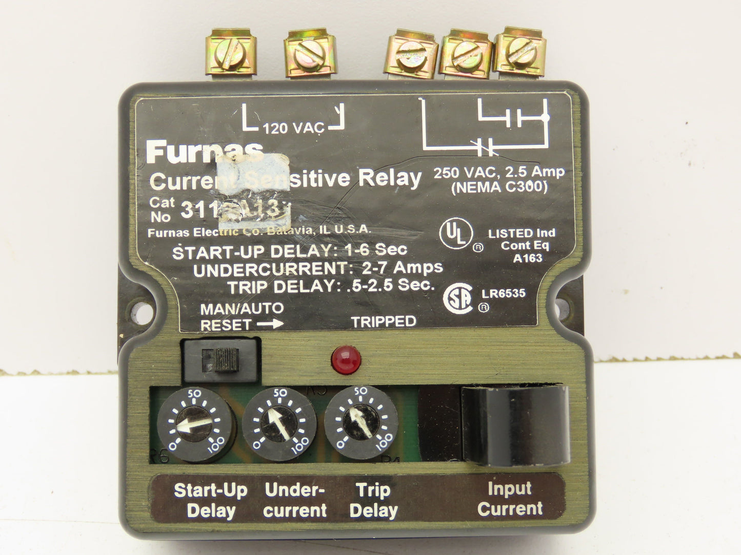 Furnas 3113A13 Current Sensitivity Relay Module 250V 120V 2.5A