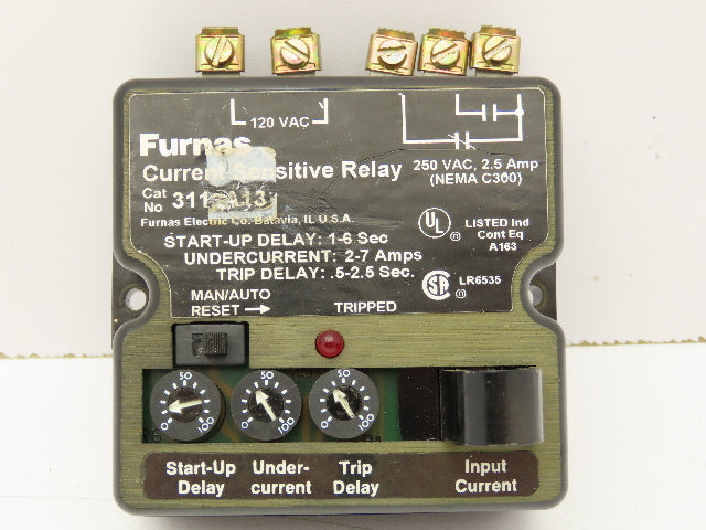 Furnas 3113A13 Current Sensitivity Relay Module 250V 120V 2.5A