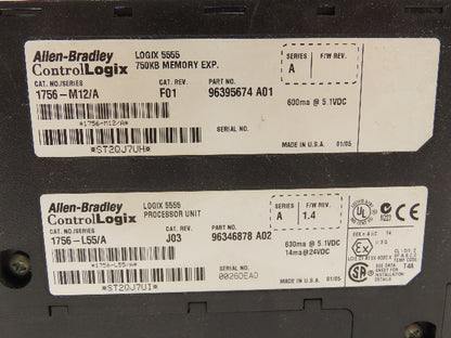 Allen Bradley 1756-M12 1756-L55 ControlLogix Processor Module Memory Exp 750KB