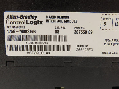 Allen Bradley 1756-M08SE ControlLogix 8-Axis Sercos Interface Module Series B