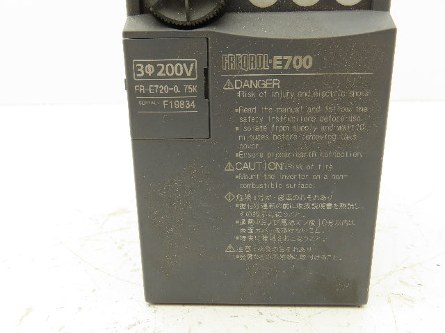 Mitsubishi Electric FR-E720-0.75K VFD Inverter Drive 3PH 1HP 240V