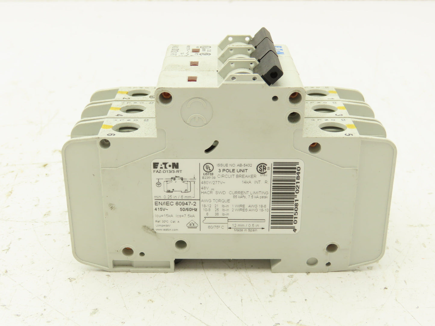 Eaton FAZ-D13/3-RT Circuit Breaker 3 Pole 415V 13A