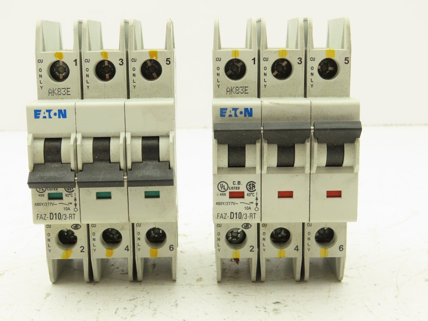 Eaton FAZ-D10/3-RT Circuit Breaker 3 Pole 415V 10A Lot of 2