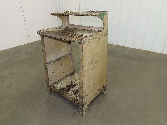 Vintage Podium Work Desk Cast Iron 2 Tier Stand 24x18" Top 25x9.5"