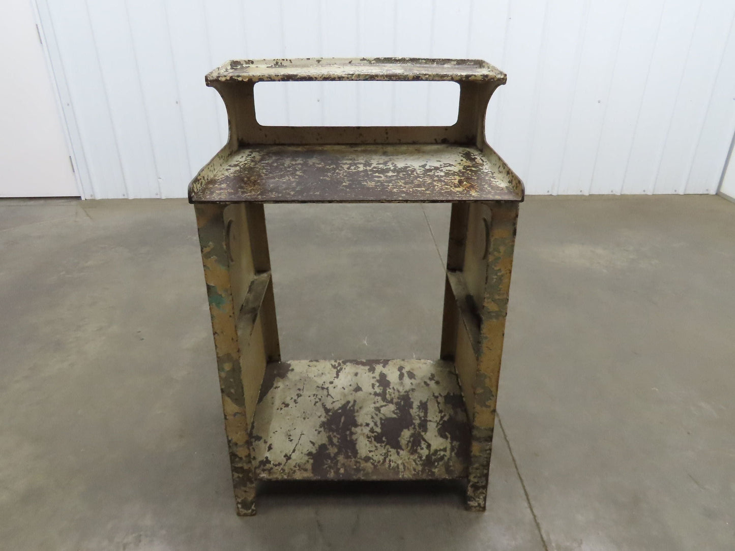 Vintage Podium Work Desk Cast Iron 2 Tier Stand 24x18" Top 25x9.5"