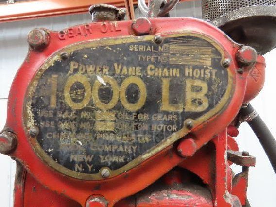 Chicago Pneumatic 1/2 Ton 1000Lb Power Vane Air Chain Hoist 9' 10" Lift  Pendant