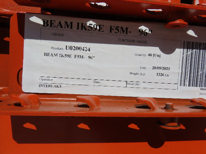 Interlake 96"x 6" Teardrop Pallet Racking Rack Step Beam Crossmember 8940Lb 59E