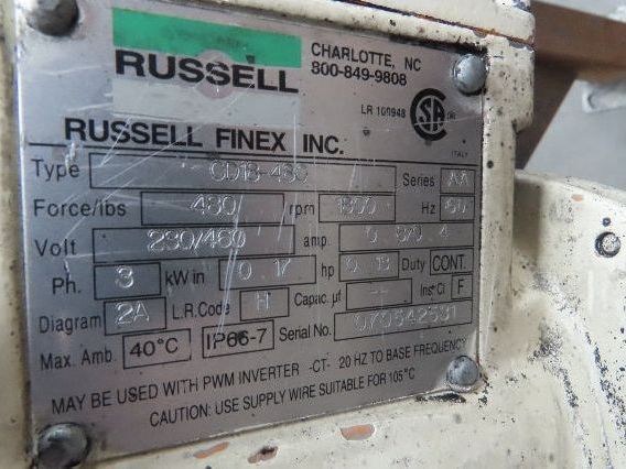 Russell 27400 Compact Sieve 16" 480 FT/LB Vibrator 230/460V 3Ph CD18-480
