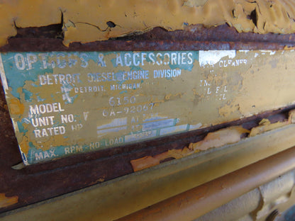 Delco I-4634 GM 125kw 3Ph Generator Detroit Diesel 6 Cylinder 240/480V Backup