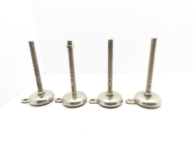 Rubber Bottom Machine Leveling Feet 3/4" Thread 7-1/2" Adjustable Set of 4