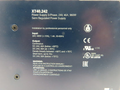Puls Dimension XT40.242 PLC Semi Regulated Power Supply 3PH 24V 40A