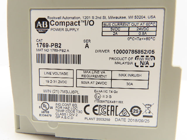 Allen Bradley 1769-PB2 Compact I/O PLC Power Supply Module