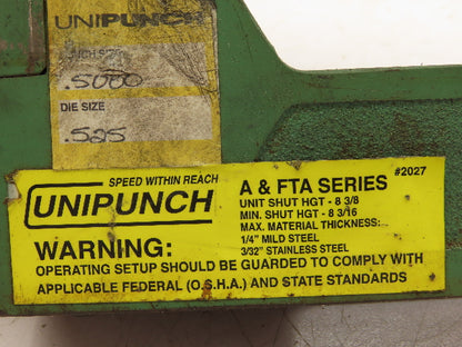 Unipunch 8A-1 1/2"-LPD Press Brake Punch C Frame 1" Strippit 8" Throat 1-1/2" W