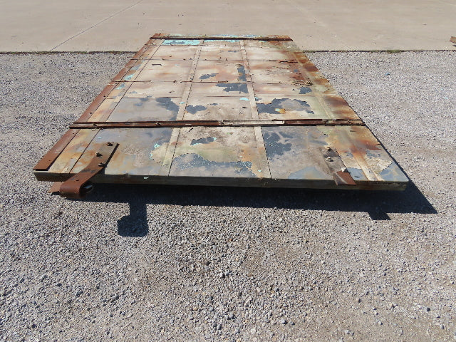 Rustic Sliding Barn Fire Door Vintage Paint Patina Metal over Wood 76"W x 11'H
