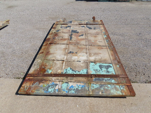 Rustic Sliding Barn Fire Door Vintage Paint Patina Metal over Wood 76"W x 11'H