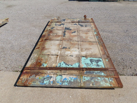 Rustic Sliding Barn Fire Door Vintage Paint Patina Metal over Wood 76"W x 11'H