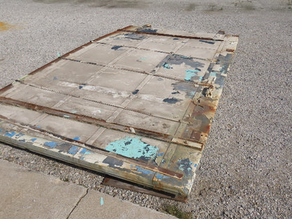 Rustic Sliding Barn Fire Door Vintage Paint Patina Metal over Wood 76"W x 11'H