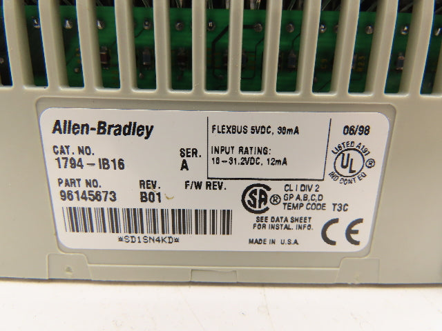 Allen Bradley 1794-IB16 PLC Flex I/O Module 24V Lot of 2