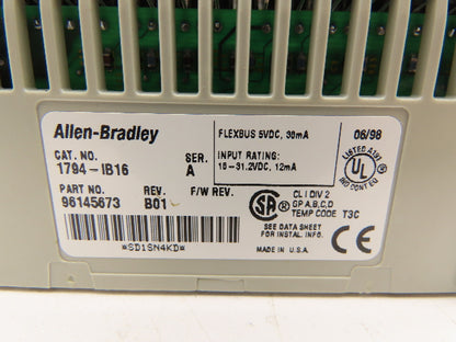 Allen Bradley 1794-IB16 PLC Flex I/O Module 24V Lot of 2