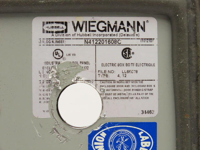 Wiegmann N412201608C Electrical Box Enclosure 20x16x8" Wall Mount Back Plate
