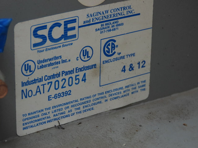 SCE E-69392 Electrical Box Enclosure 16x14x8" Wall Mount Back Plate