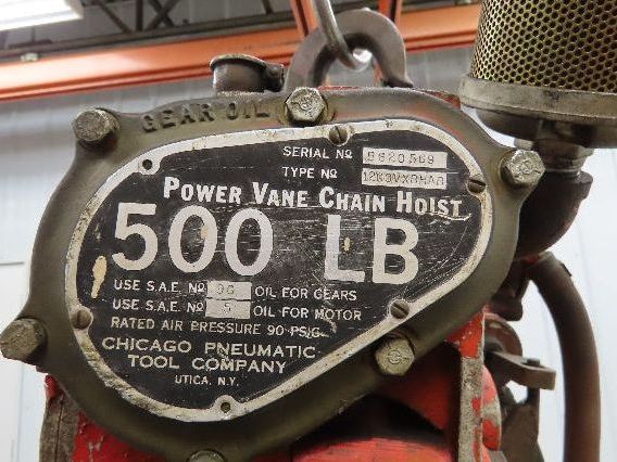 Chicago Pneumatic 1/4 Ton 500Lb Power Vane Air Chain Hoist 10' Lift w/Pendant
