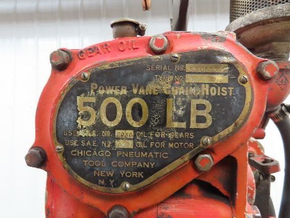 Chicago Pneumatic 1/4 Ton 500Lb Power Vane Air Chain Hoist 11' Lift w/Pendant