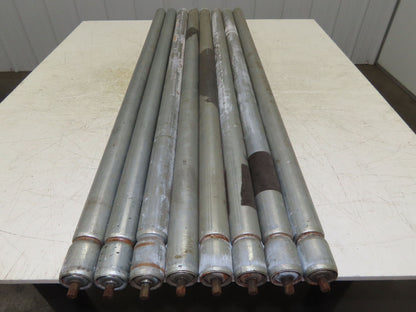 1.9" Grooved Conveyor Roller 50"BF Galvanized Steel 7/16" Hex Axle  Lot of 8