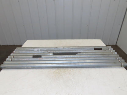 1.9" Grooved Conveyor Roller 50"BF Galvanized Steel 7/16" Hex Axle  Lot of 8