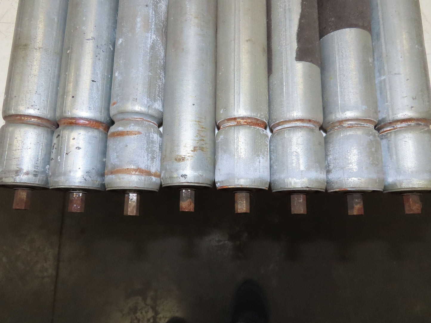 1.9" Grooved Conveyor Roller 50"BF Galvanized Steel 7/16" Hex Axle  Lot of 8