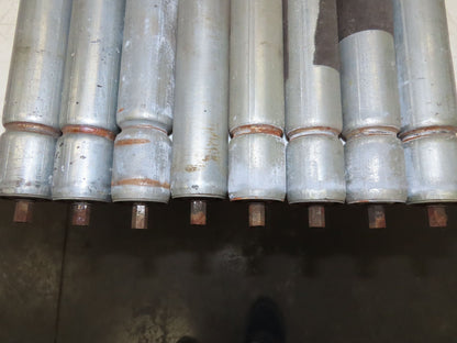 1.9" Grooved Conveyor Roller 50"BF Galvanized Steel 7/16" Hex Axle  Lot of 8