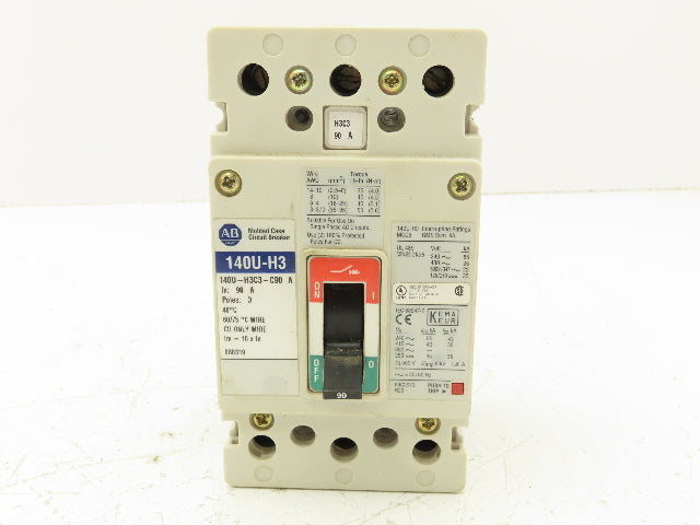 Allen Bradley 140U-H3C3-C90 Circuit Breaker 90A 3 Pole 600V Panel Mount