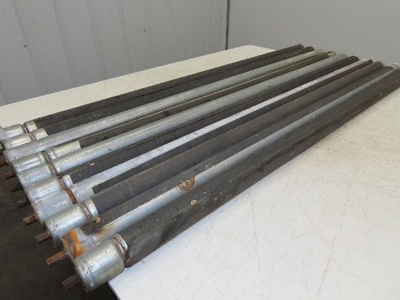 1.9" Grooved Conveyor Roller 50"BF Galvanized Steel 7/16" Hex Axle  Lot of 10