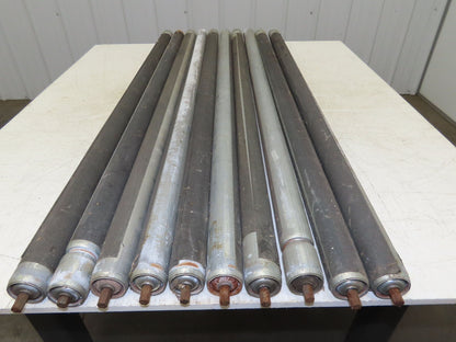 1.9" Grooved Conveyor Roller 50"BF Galvanized Steel 7/16" Hex Axle  Lot of 10