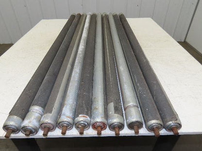 1.9" Grooved Conveyor Roller 50"BF Galvanized Steel 7/16" Hex Axle  Lot of 10