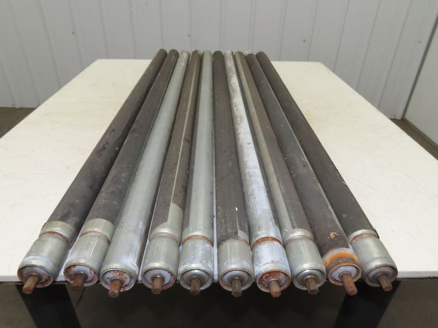 1.9" Grooved Conveyor Roller 50"BF Galvanized Steel 7/16" Hex Axle  Lot of 10