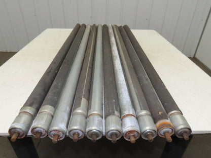 1.9" Grooved Conveyor Roller 50"BF Galvanized Steel 7/16" Hex Axle  Lot of 10