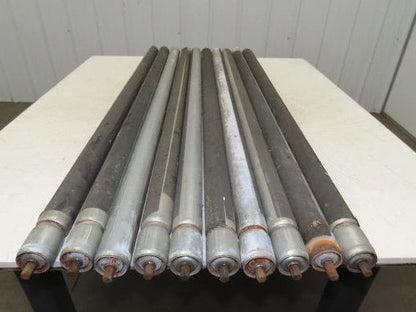 1.9" Grooved Conveyor Roller 50"BF Galvanized Steel 7/16" Hex Axle  Lot of 10