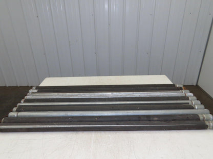1.9" Grooved Conveyor Roller 50"BF Galvanized Steel 7/16" Hex Axle  Lot of 10
