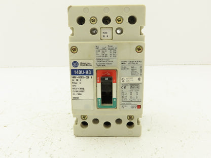 Allen Bradley 140U-H3C3-C30 Circuit Breaker 30A 3 Pole 600V Panel Mount